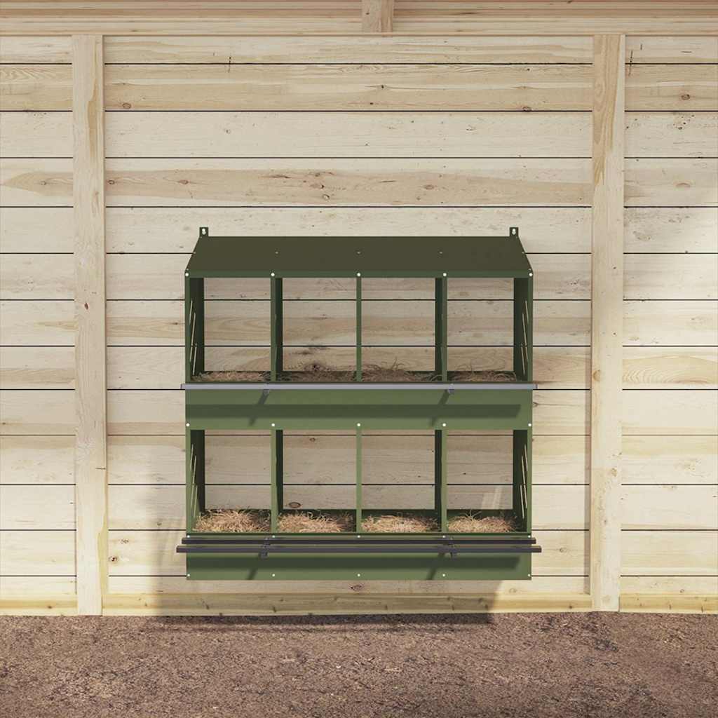 Nido para gallinas con 8 compartimentos de metal verde oliva