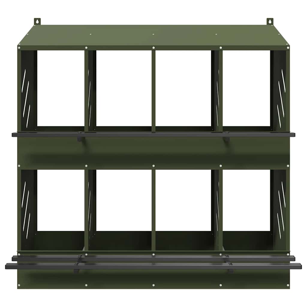 Nido para gallinas con 8 compartimentos de metal verde oliva