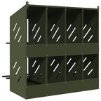 Nido para gallinas con 8 compartimentos de metal verde oliva