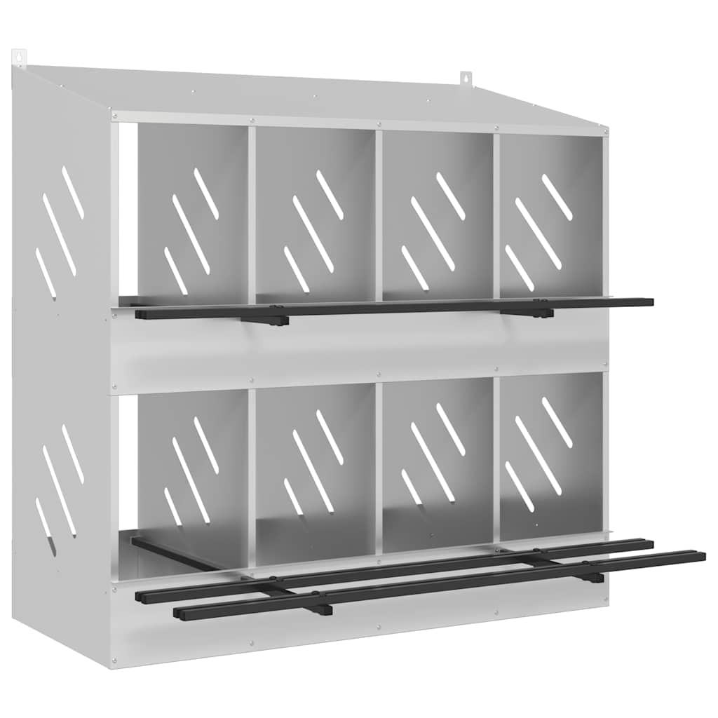 Nido para gallinas con 8 compartimentos plateado galvanizado