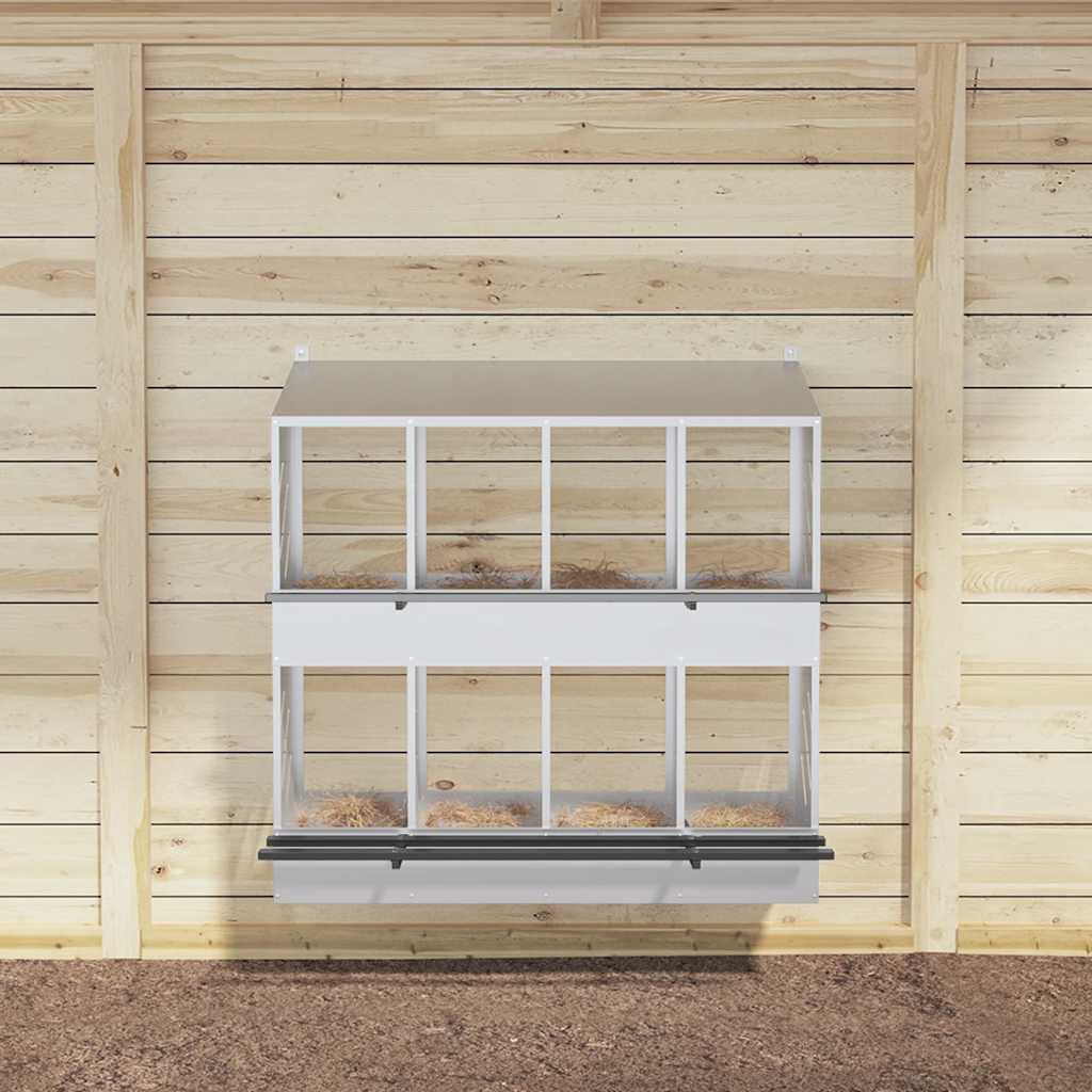 Nido para gallinas con 8 compartimentos plateado galvanizado