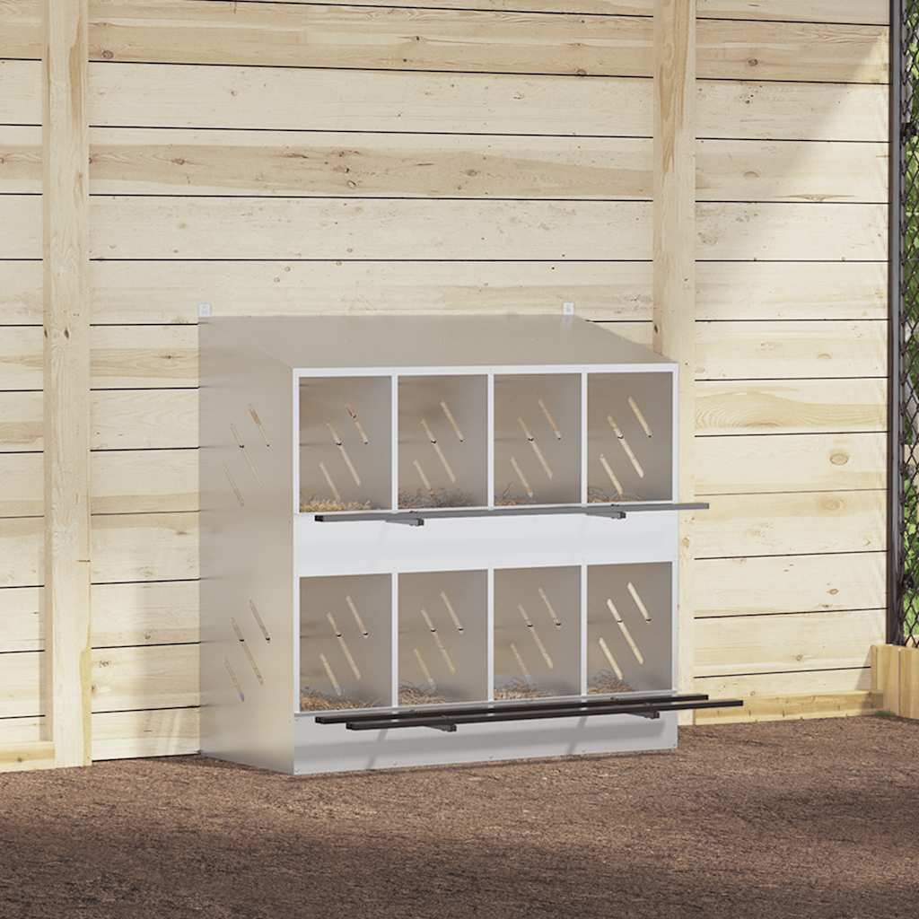 Nido para gallinas con 8 compartimentos plateado galvanizado