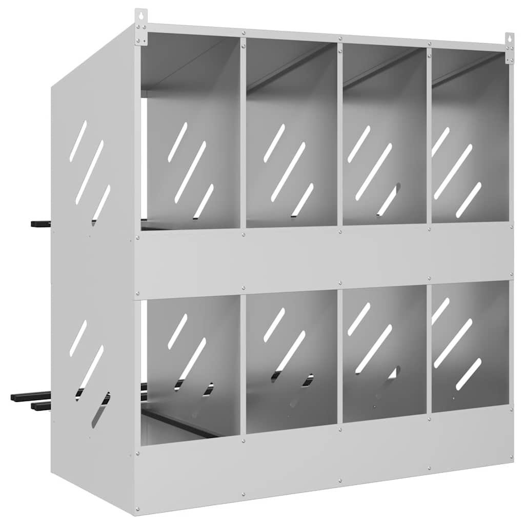 Nido para gallinas con 8 compartimentos plateado galvanizado