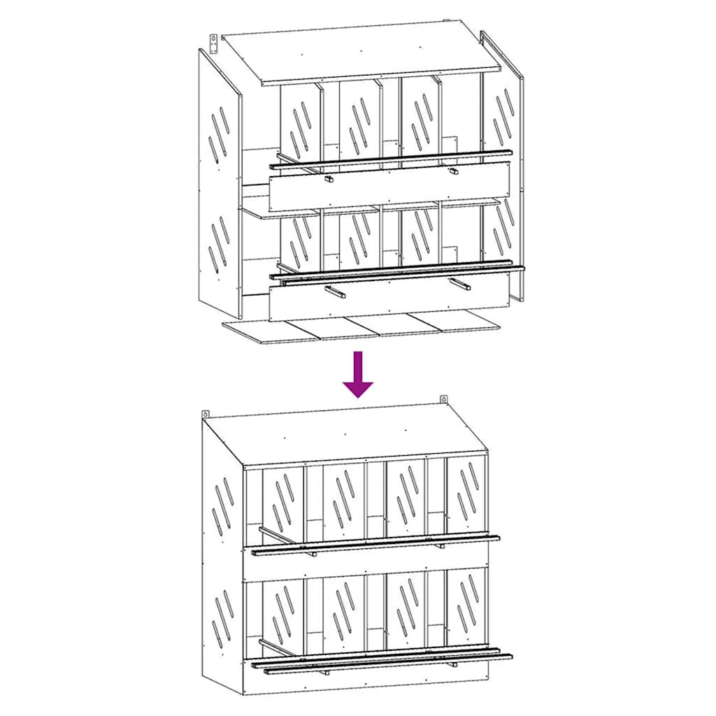 Nido para gallinas con 8 compartimentos plateado galvanizado