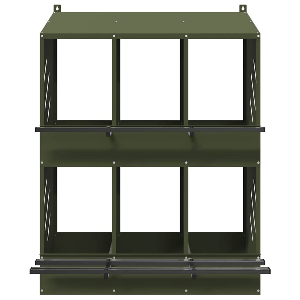 Nido para gallinas con 6 compartimentos de metal verde oliva