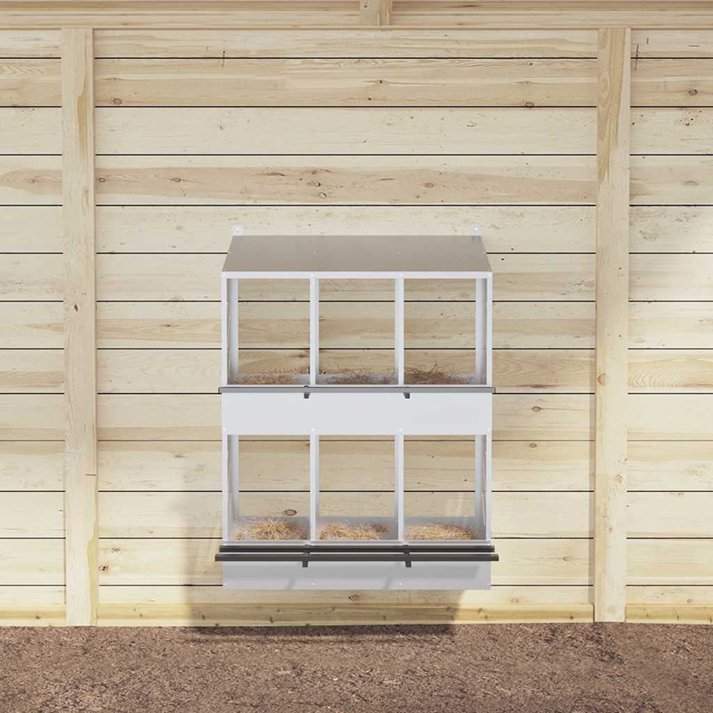 Nido para gallinas con 6 compartimentos plateado galvanizado
