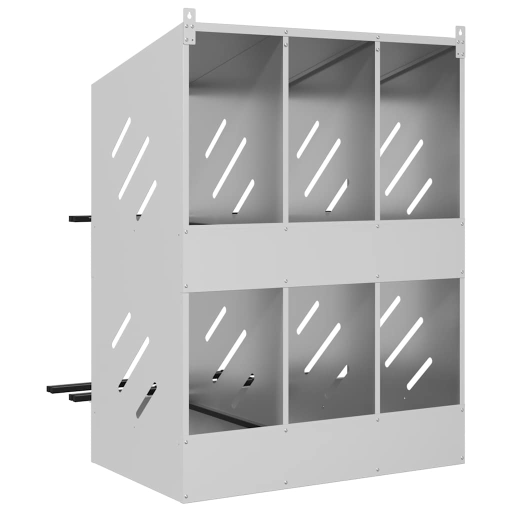 Nido para gallinas con 6 compartimentos plateado galvanizado