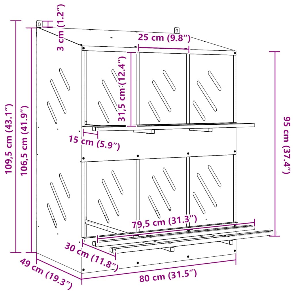 Nido para gallinas con 6 compartimentos plateado galvanizado