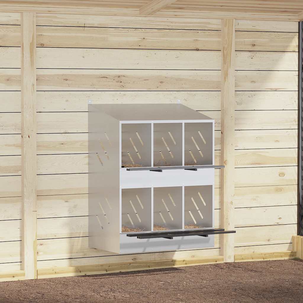 Nido para gallinas con 6 compartimentos plateado galvanizado