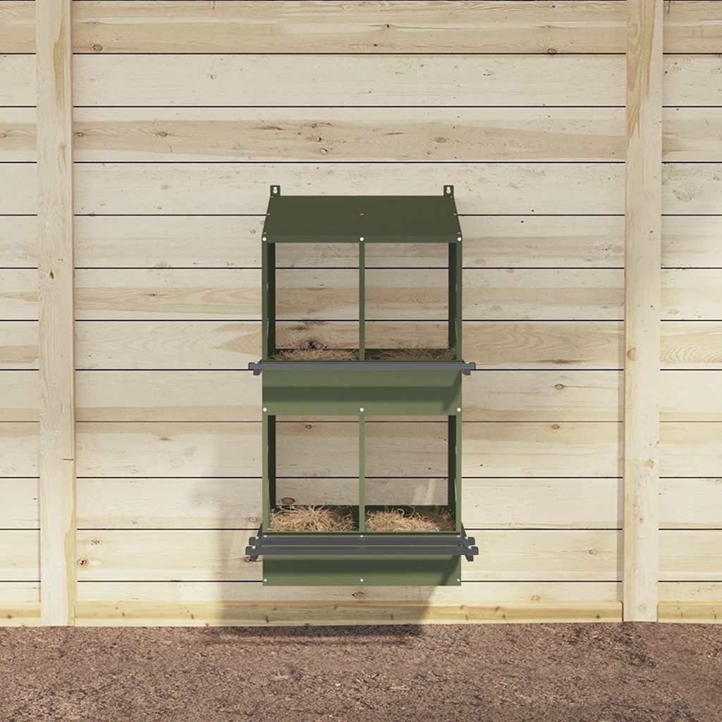 Nido para gallinas con 4 compartimentos de metal verde oliva