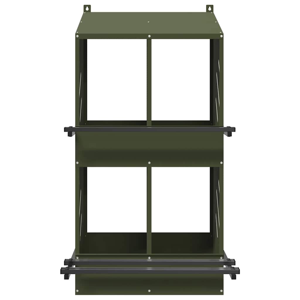 Nido para gallinas con 4 compartimentos de metal verde oliva