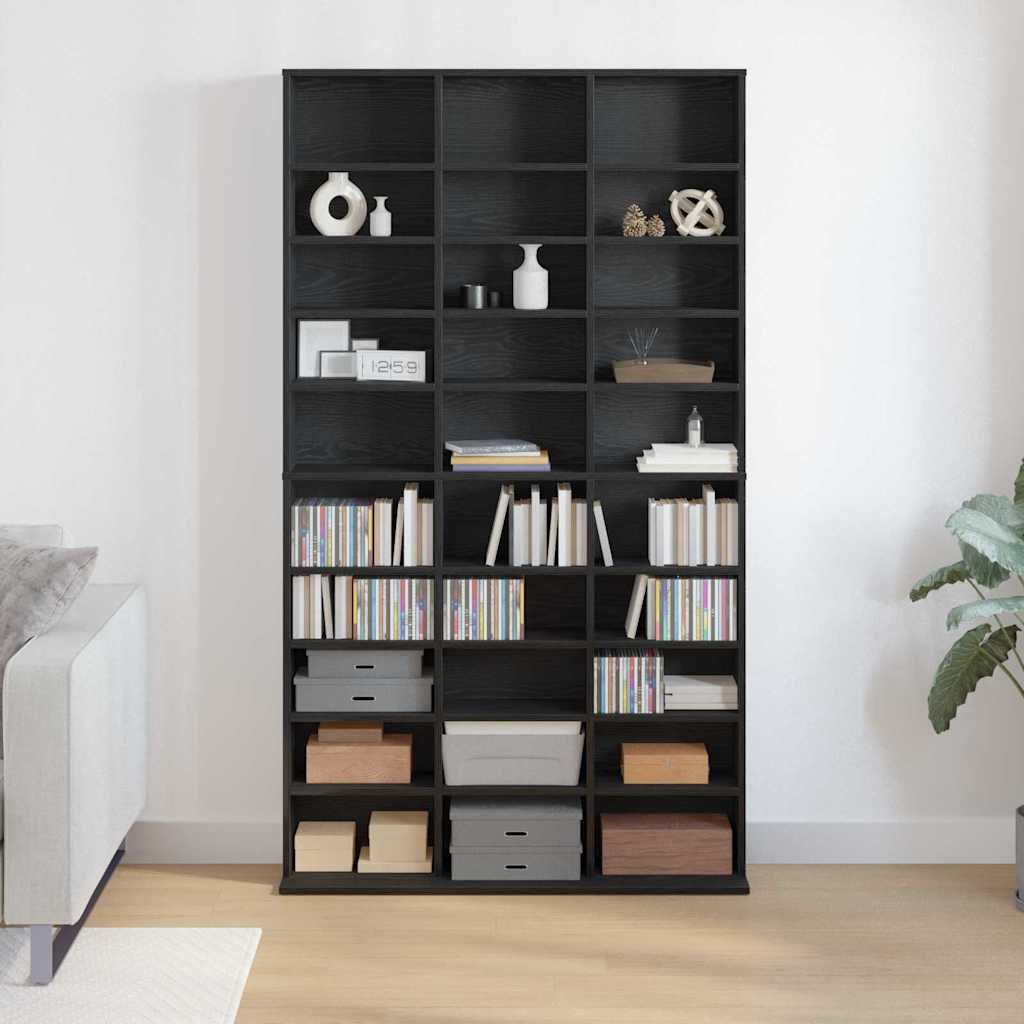 Cabinet para CDs con estante Roble Negro 101 x 23 x 177,5 cm