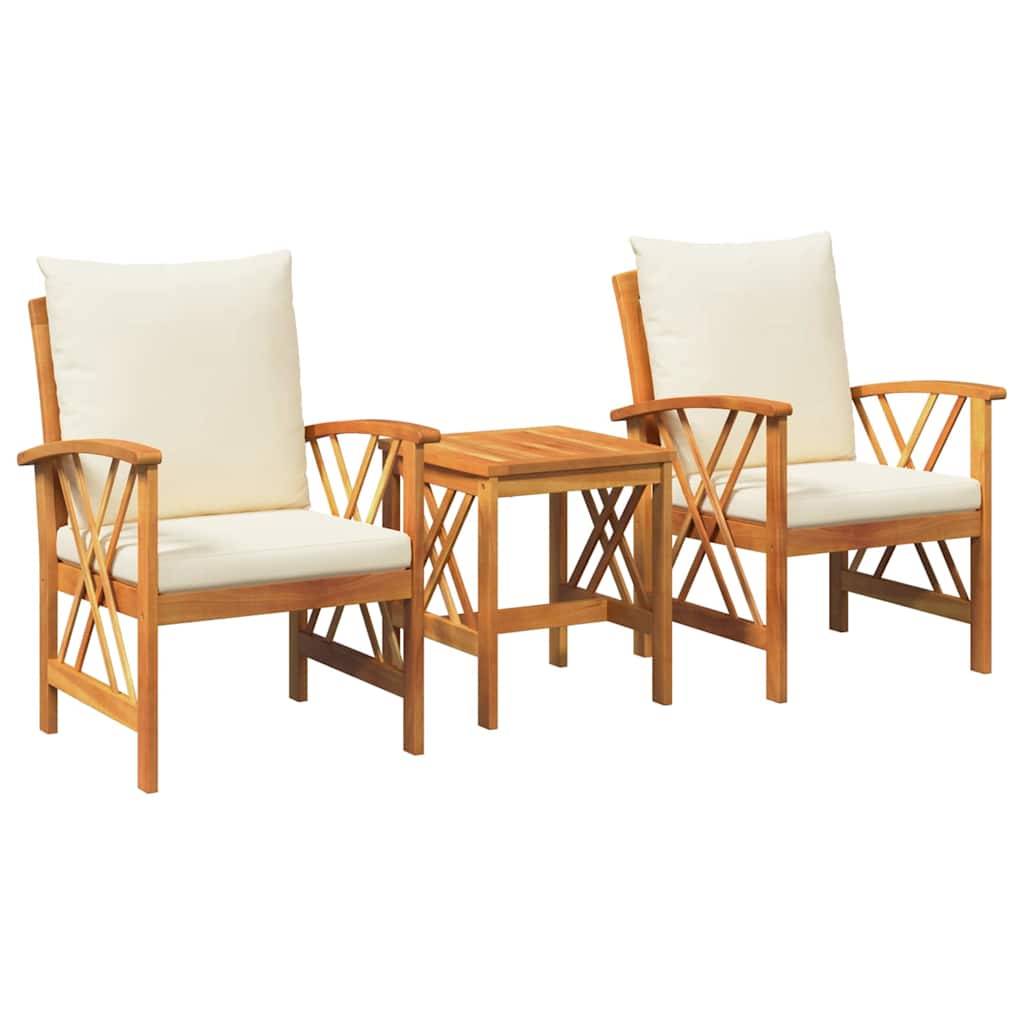 Conjunto de sofás de jardín con cojín 3 pcs Aceite Natural