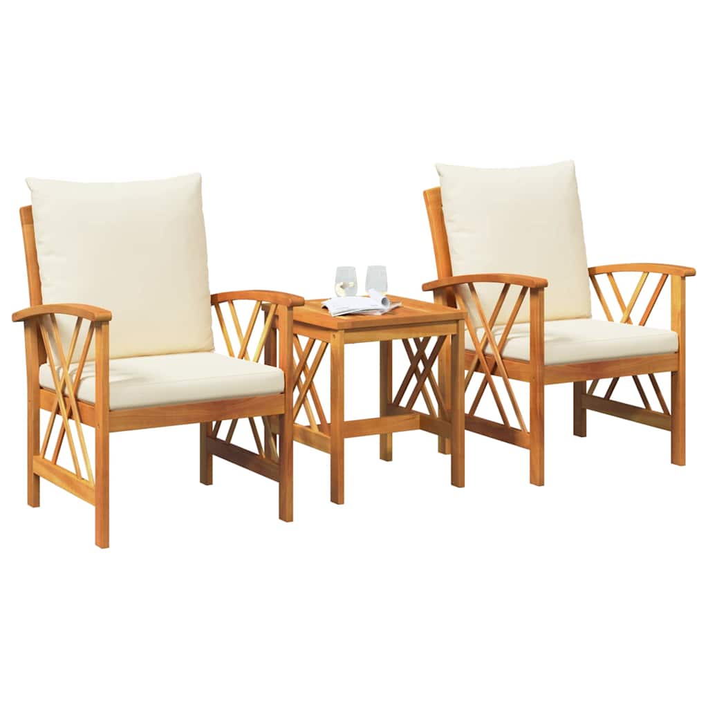 Conjunto de sofás de jardín con cojín 3 pcs Aceite Natural