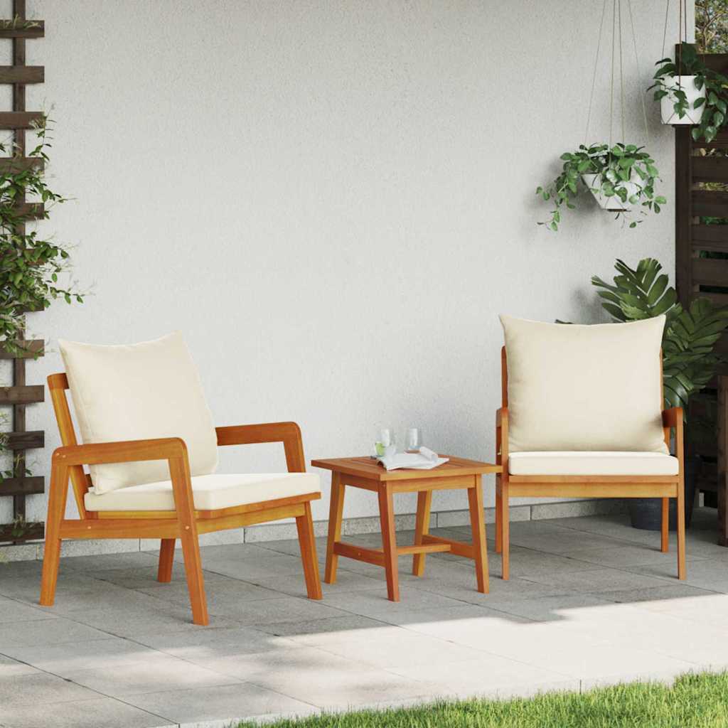 Conjunto bistro con cojín 3 pcs Marrón Madera de Acacia Sólida