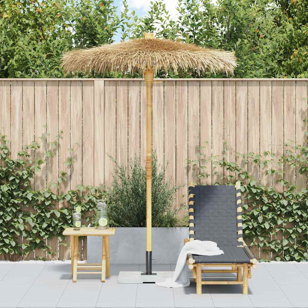 Sombrilla Tiki con dosel de hojas de plátano de bambú de 150 cm
