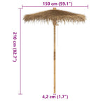 Sombrilla Tiki con dosel de hojas de plátano de bambú de 150 cm