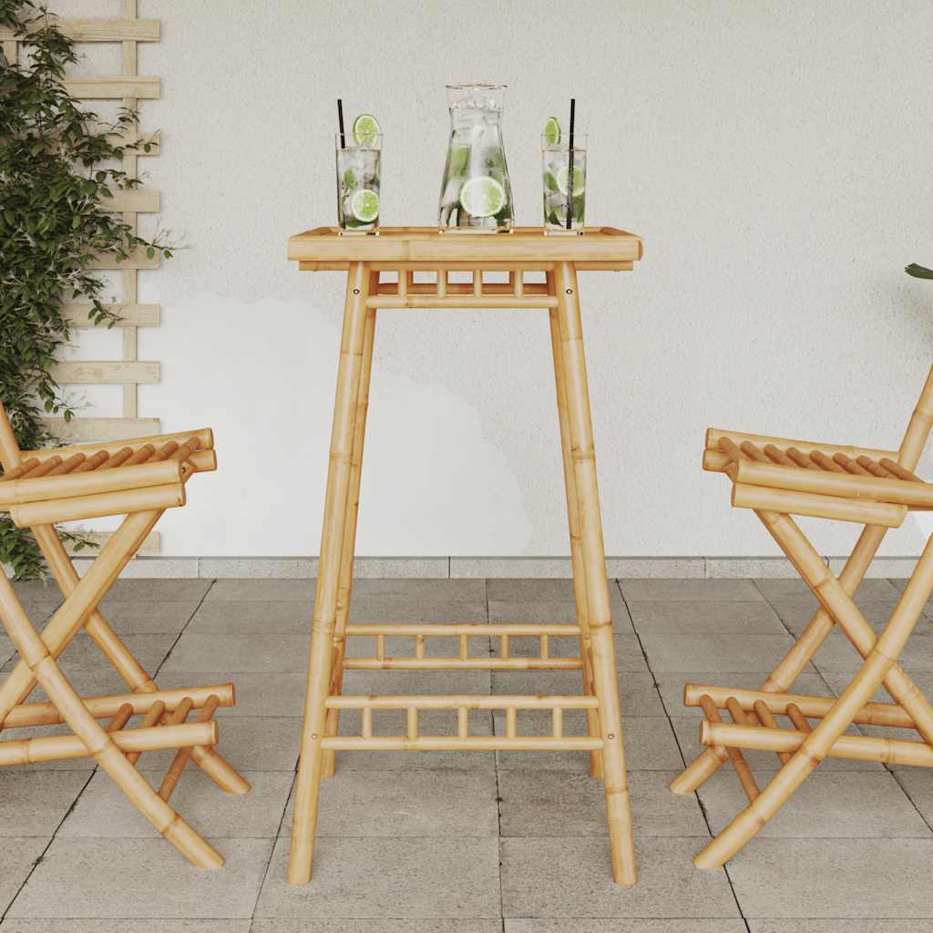 Mesa de bar para exterior cuadrada de bambú 55x55x100 cm