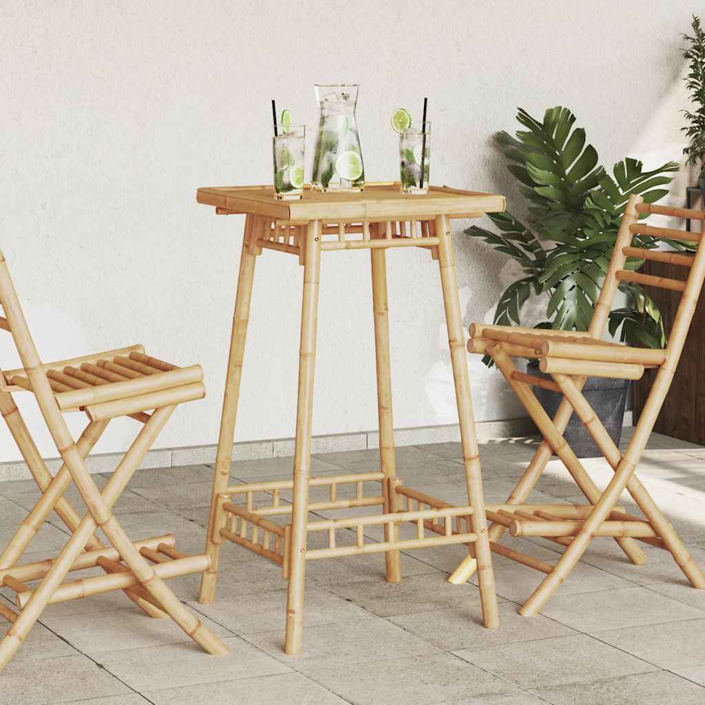 Square outdoor bamboo bar table 55x55x100 cm