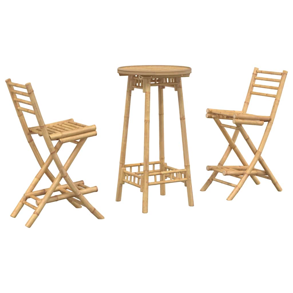 Conjunto de bar para exterior de 3 piezas plegable de bambú