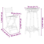 Conjunto de bar para exterior de 3 piezas plegable de bambú