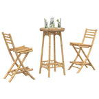 Conjunto de bar para exterior de 3 piezas plegable de bambú