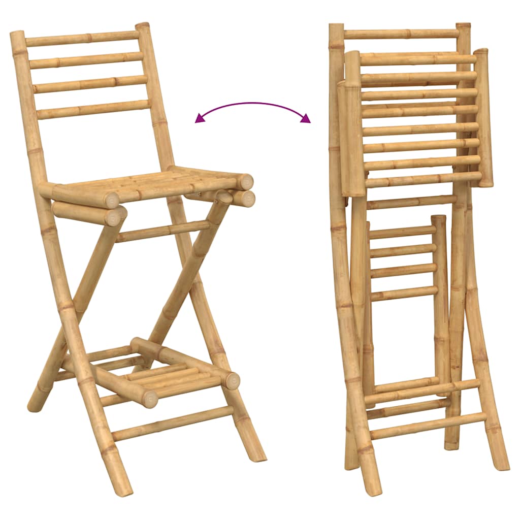 Conjunto de bar para exterior de 3 piezas plegable de bambú
