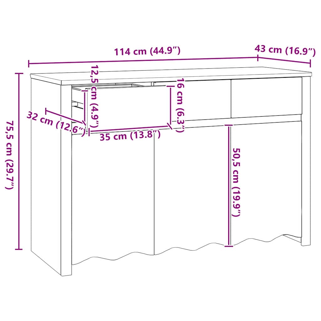 Aparador Drammen 114 x 43 x 75,5 cm Madera maciza de Pino