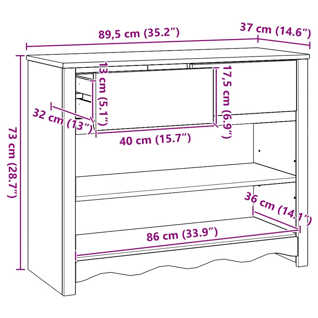 Mesa Consola con cajón Drammen Roble 89,5 x 37 x 73 cm