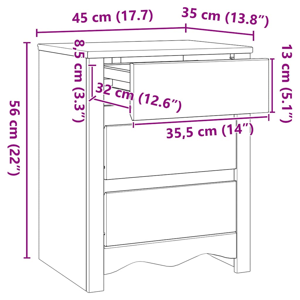 Mesa de Café con cajón Drammen Roble 45 x 35 x 56 cm