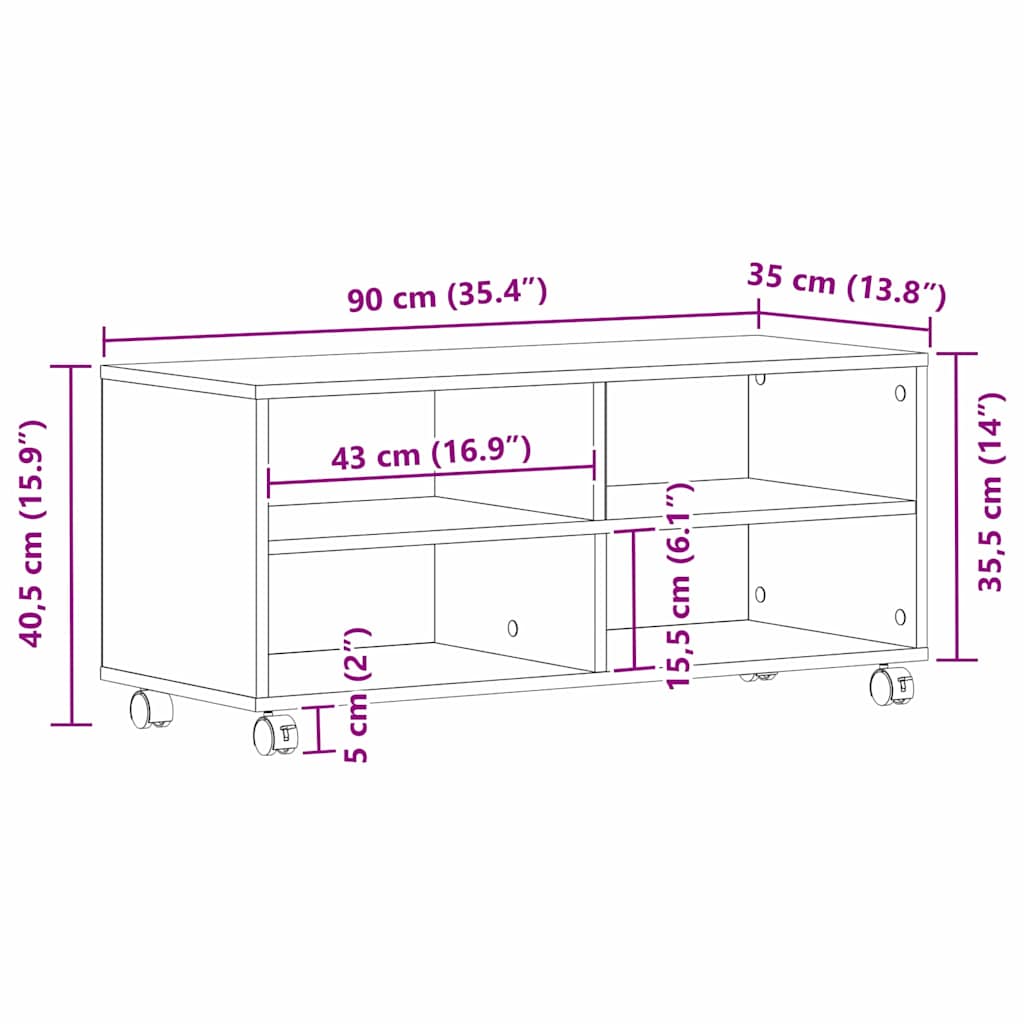 Gabinete de TV Marrón 90 x 35 x 40.5 cm Madera contrachapada