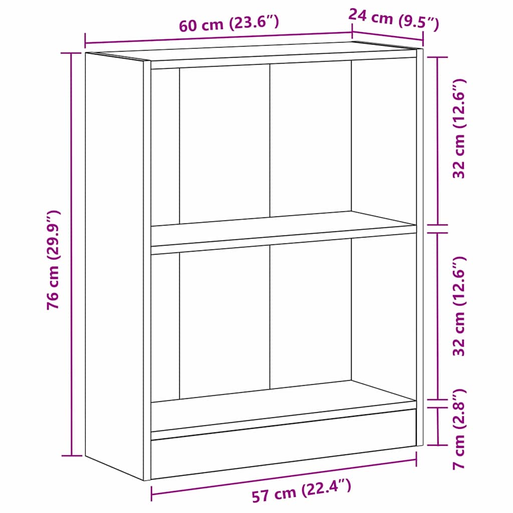 Librería Roble Negro 60 x 24 x 76 cm Madera de ingeniería