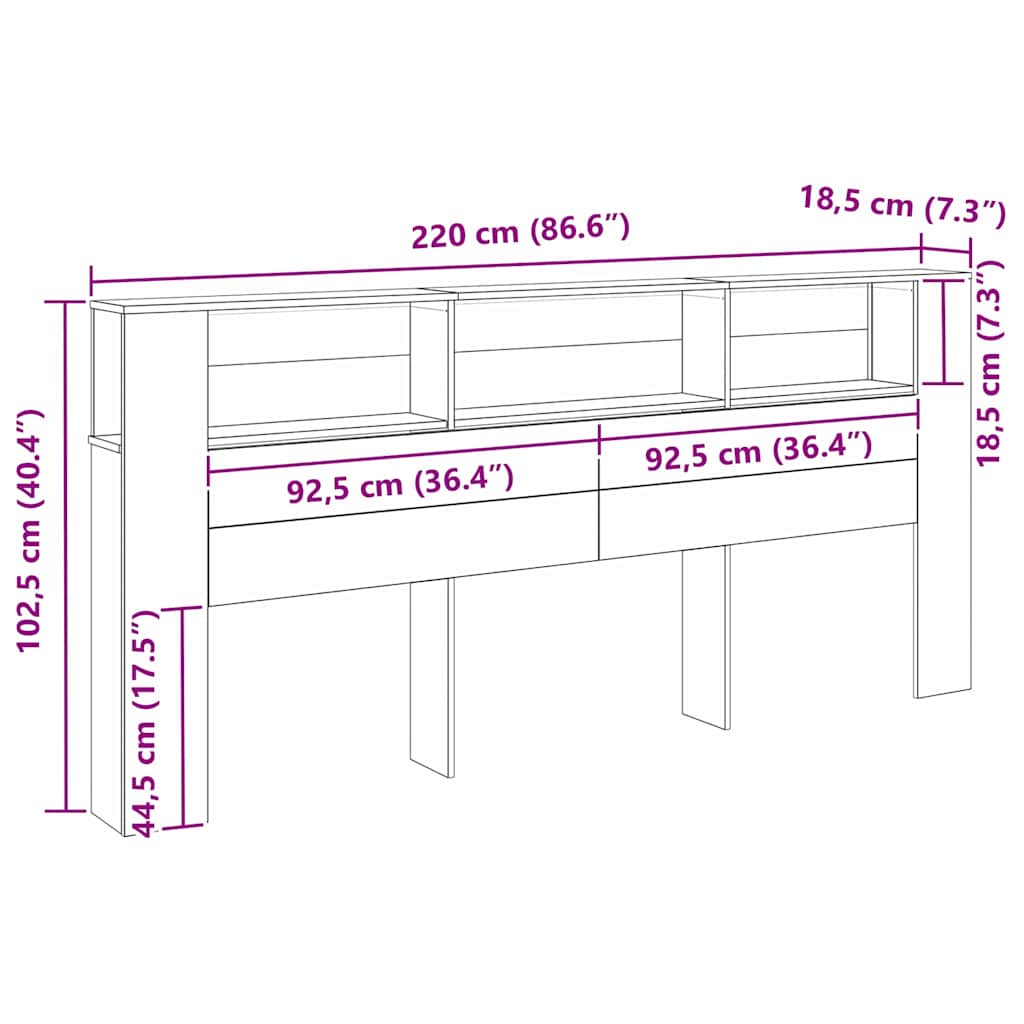 Cabecero con armario Madera vieja 220 x 18,5 x 102,5 cm