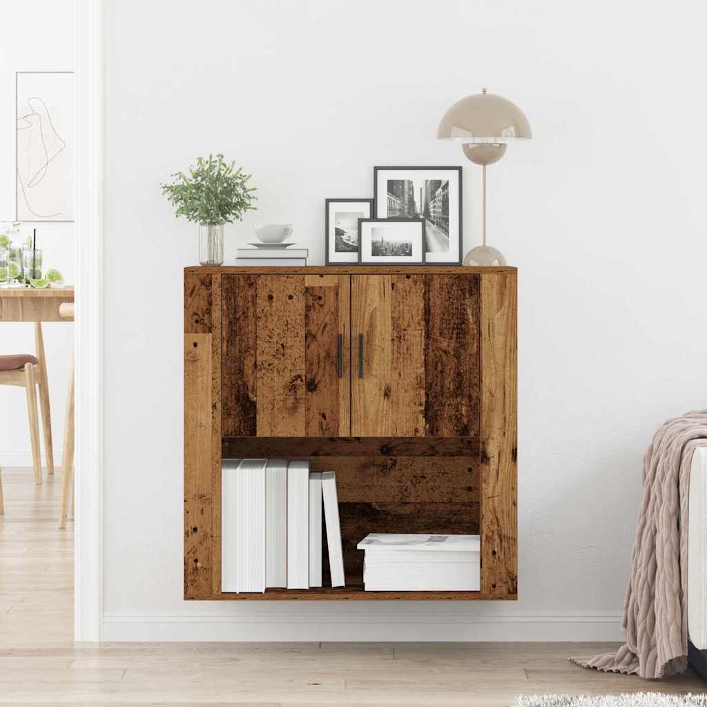 Armario de Pared con estante Madera envejecida 80 x 33 x 80 cm