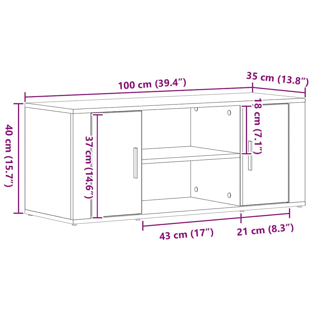 Gabinete de TV Madera vieja 100 x 35 x 40 cm