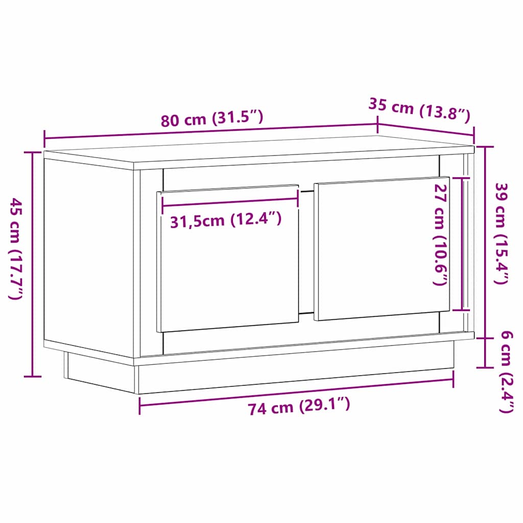 Gabinete de TV Madera vieja 80 x 35 x 45 cm