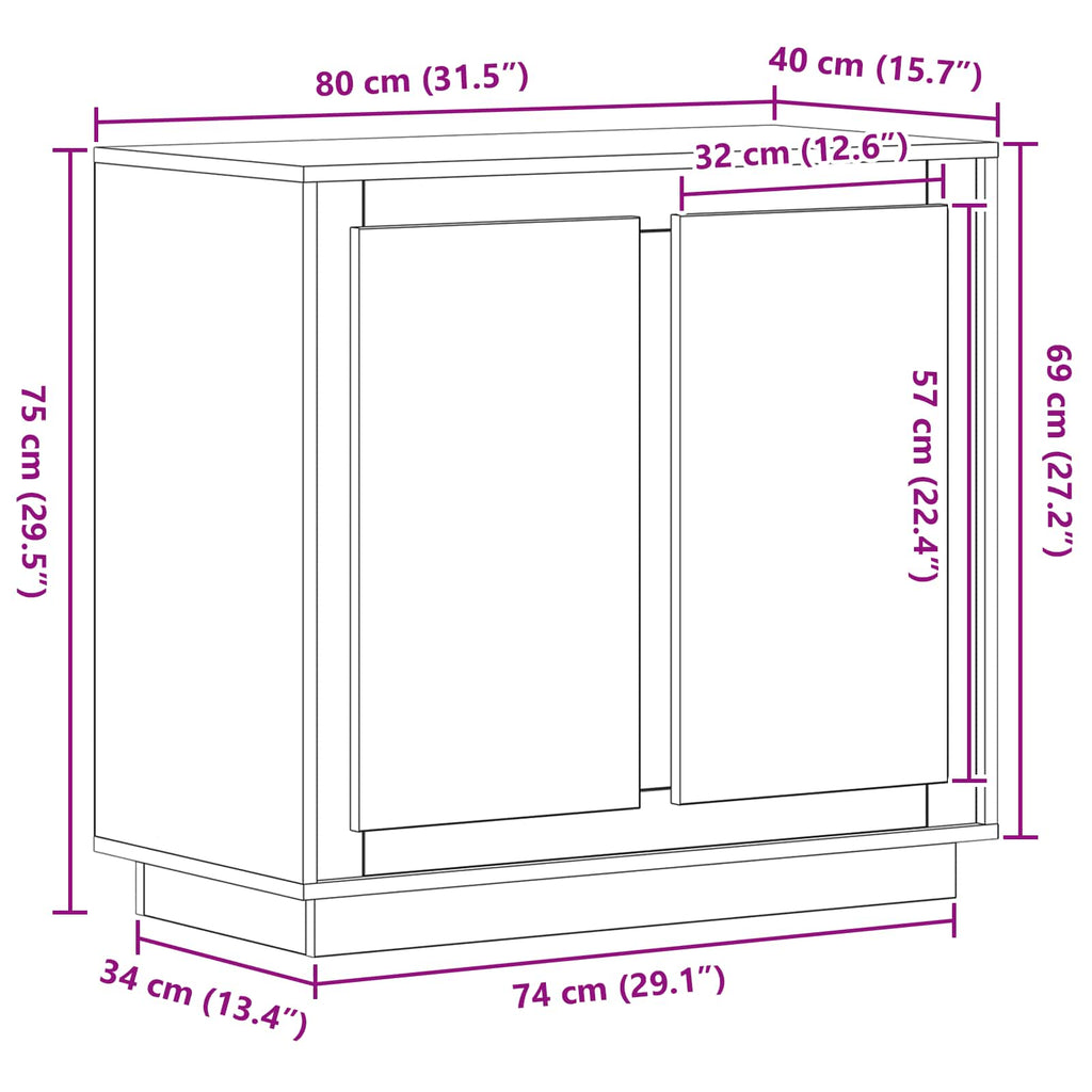 Aparador Roble artesanal 80 x 40 x 75 cm Madera de ingeniería
