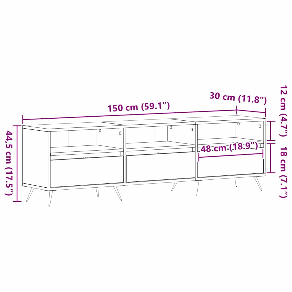 Gabinete de TV Roble artisan 150 x 30 x 44,5 cm