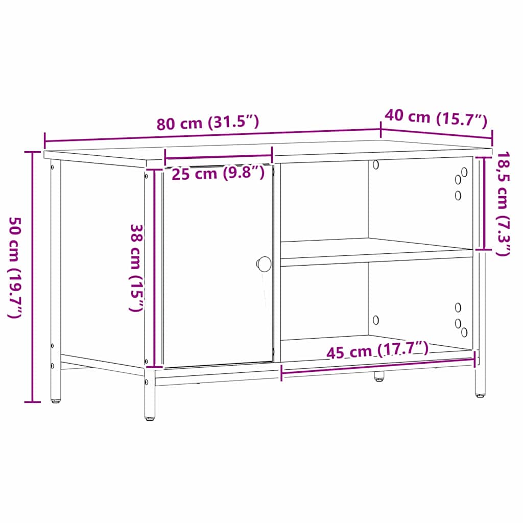Mueble de TV Madera envejecida 80 x 40 x 50 cm