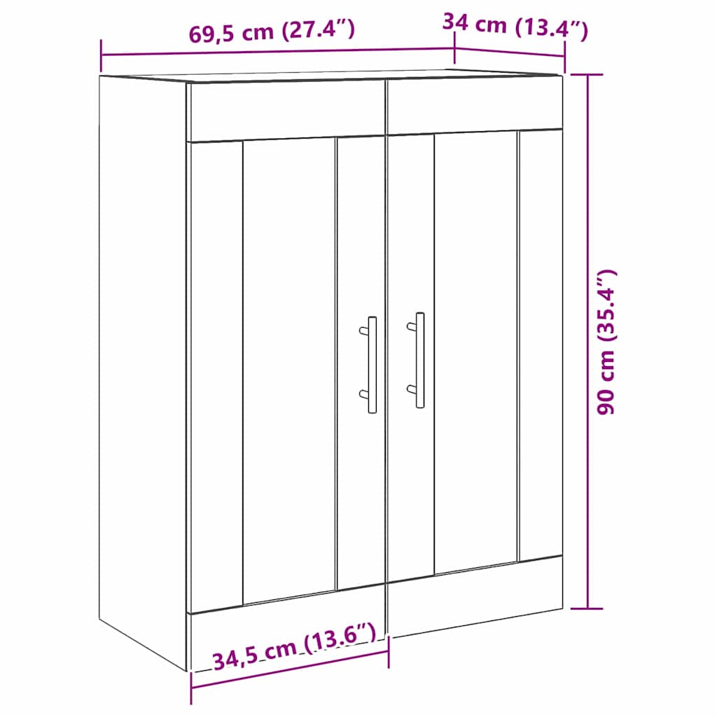 Armario de Pared Madera envejecida 69,5 x 34 x 90 cm
