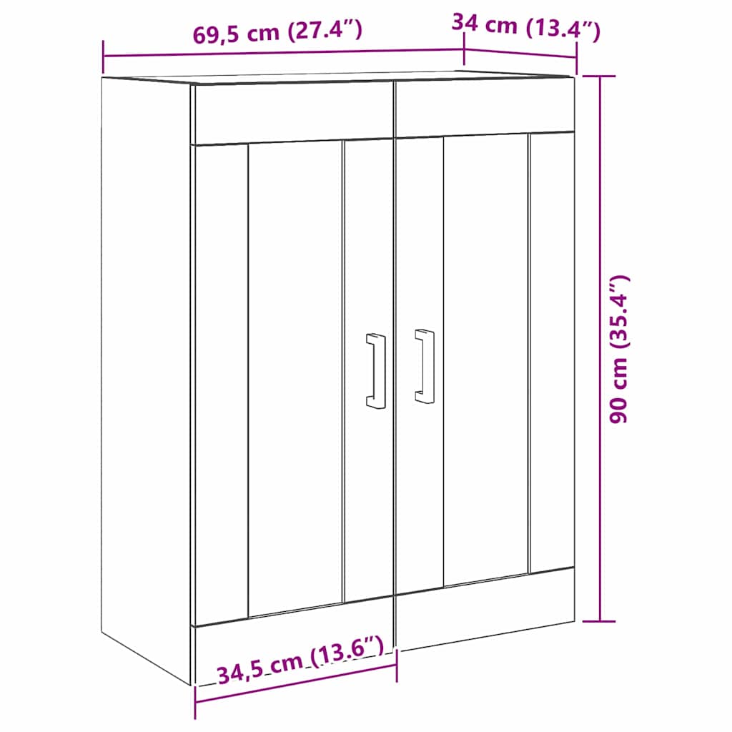 Armario de Pared Madera envejecida 69,5 x 34 x 90 cm