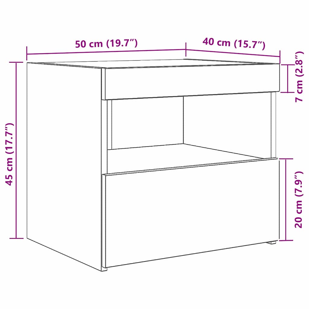 Armario de Noche 2 pcs Roble artesanal 50 x 40 x 45 cm