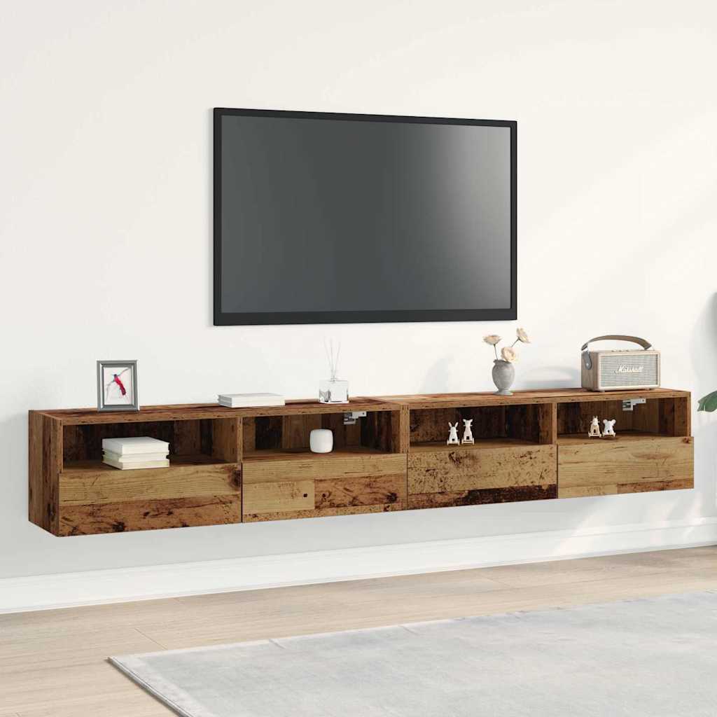 Gabinetes de pared para TV 2 pcs Madera Vieja 60 x 30 x 30 cm