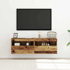 Mueble de TV Montado en la Pared 2 pcs Madera envejecida