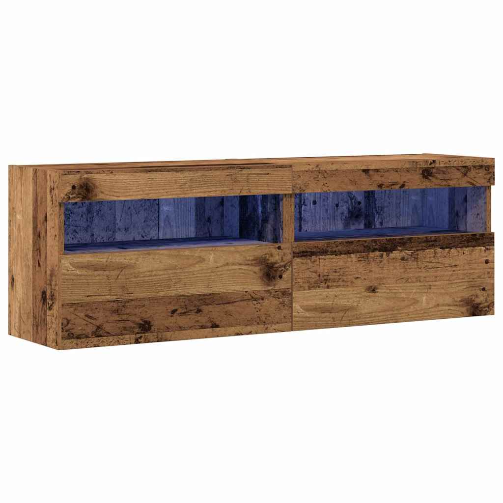 Mueble de TV Montado en la Pared 2 pcs Madera envejecida