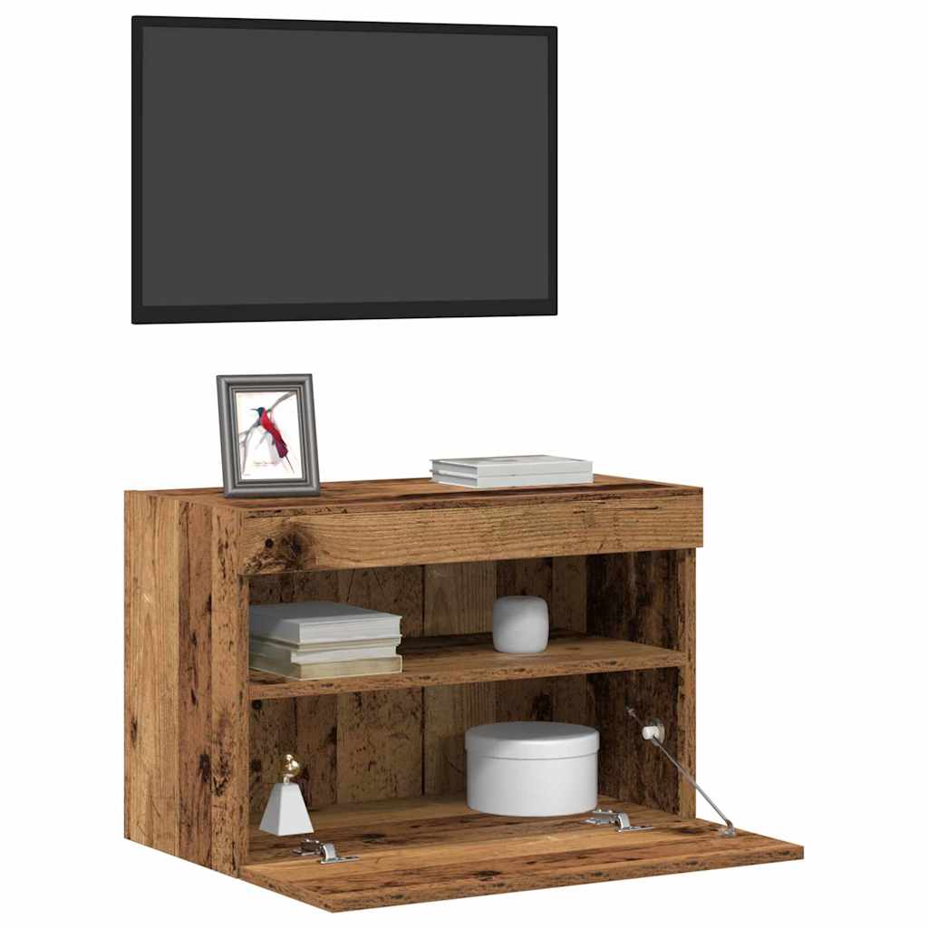 Mueble de TV Montado en la Pared 2 pcs Madera envejecida