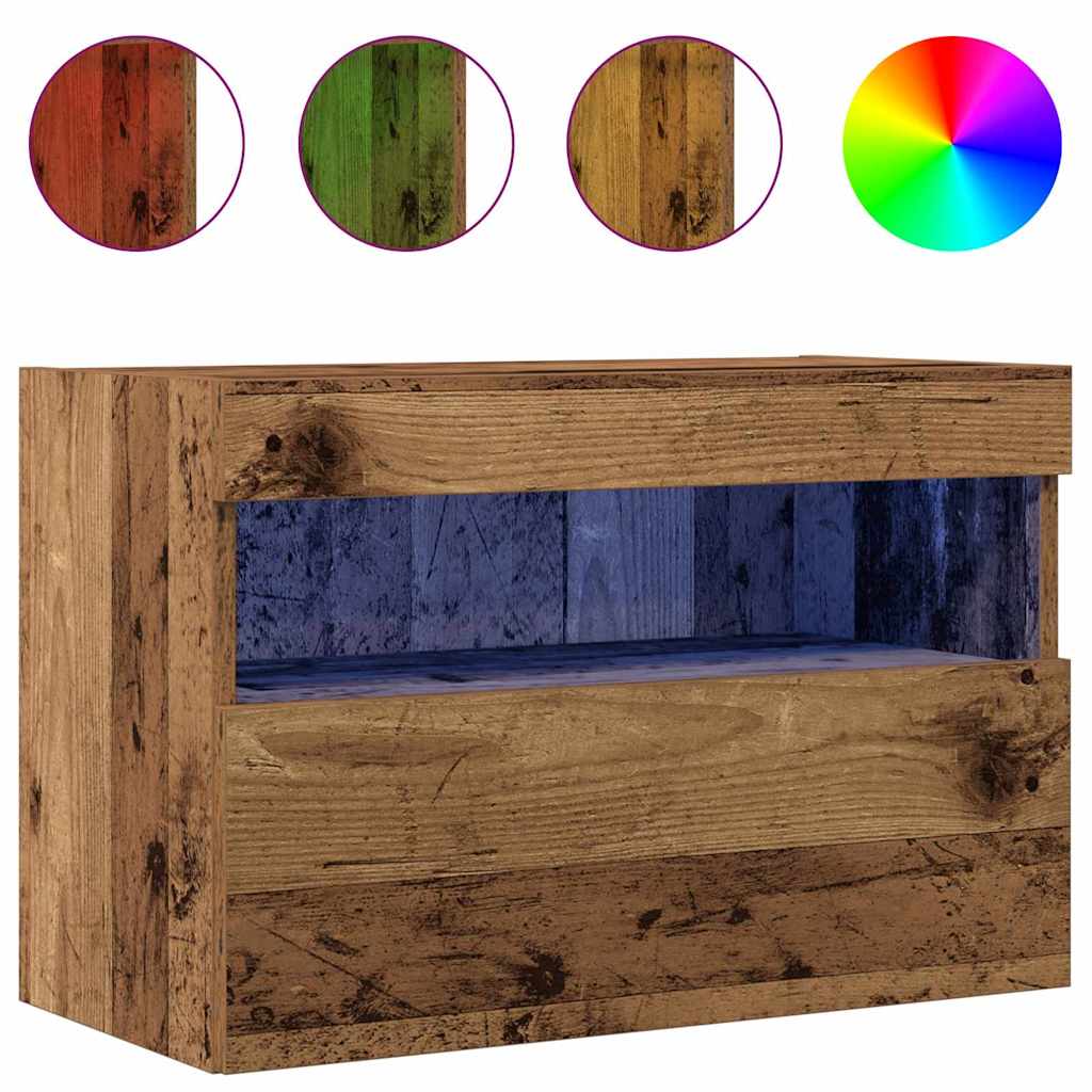 Mueble de TV Montado en la Pared 2 pcs Madera envejecida