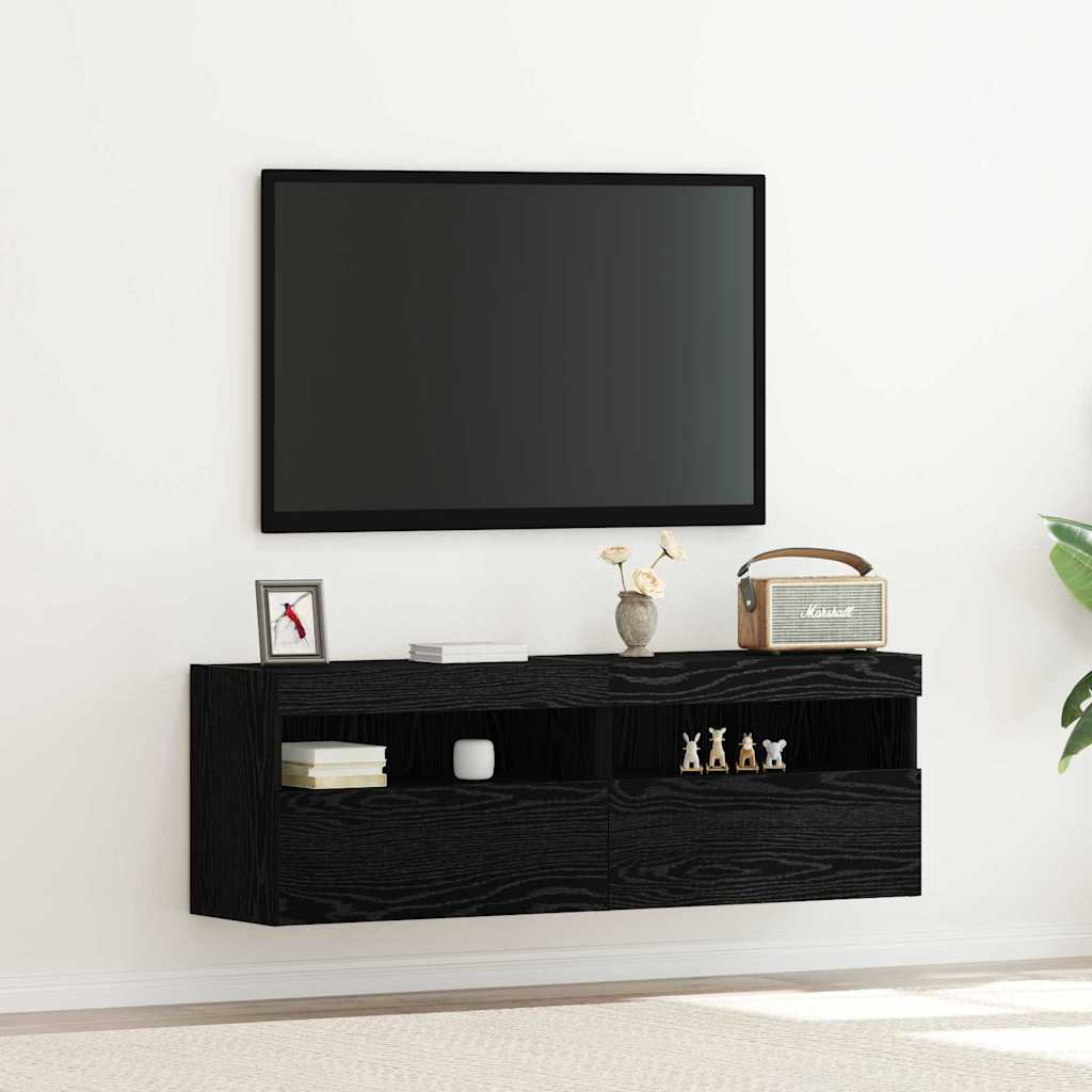 Mueble de TV Montado en la Pared 2 pcs Madera envejecida