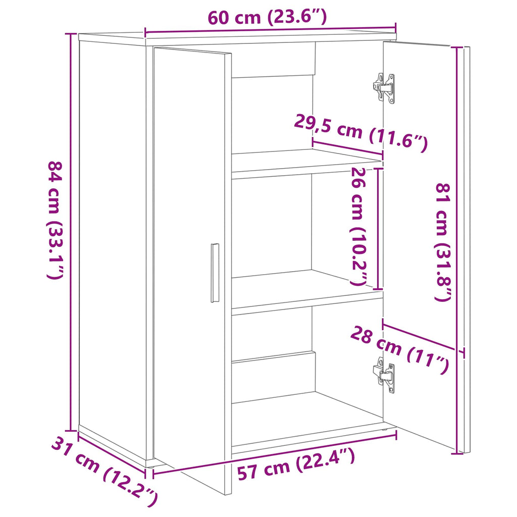 Aparador Madera vieja 60 x 31 x 84 cm Madera de ingeniería