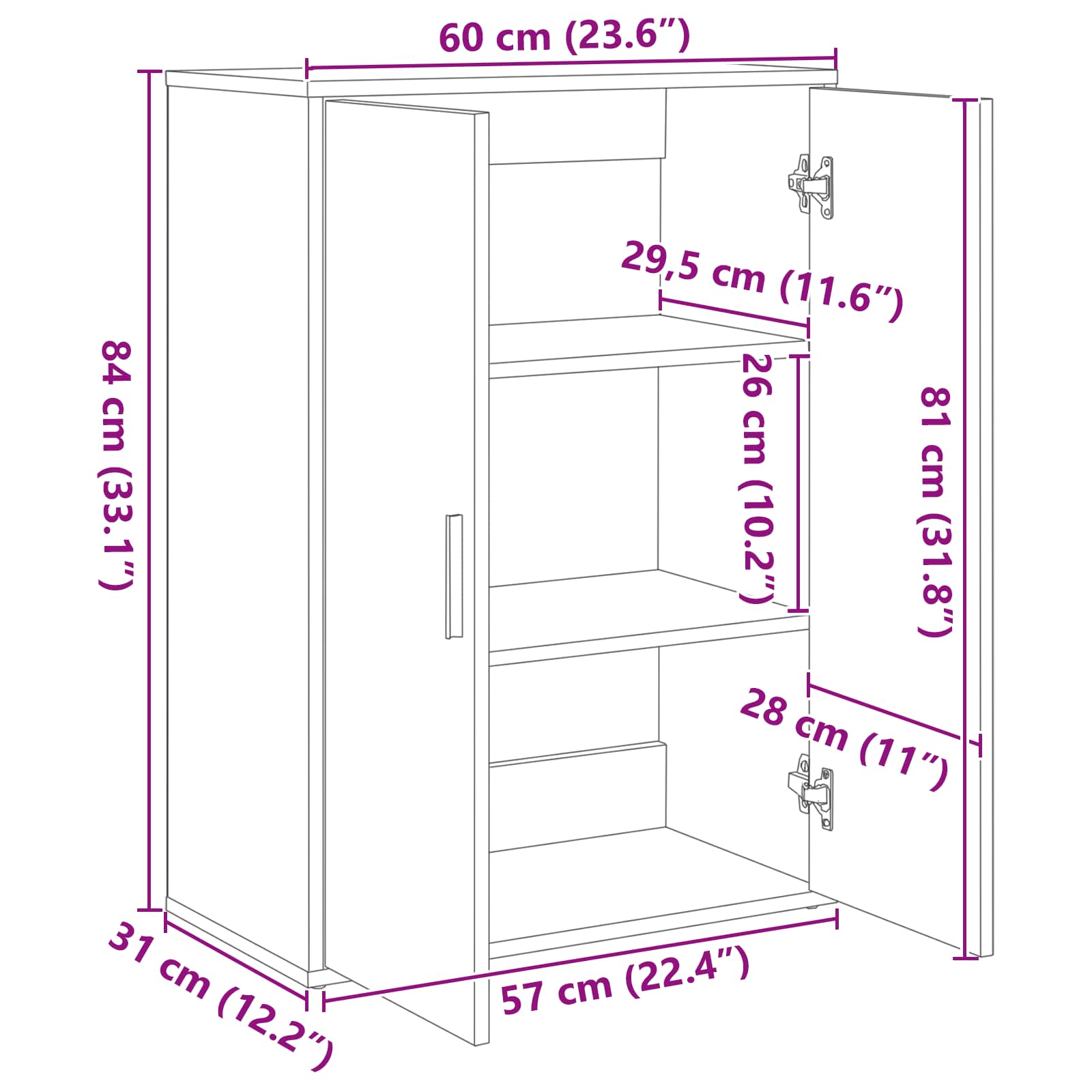 Aparador Madera vieja 60 x 31 x 84 cm Madera de ingeniería